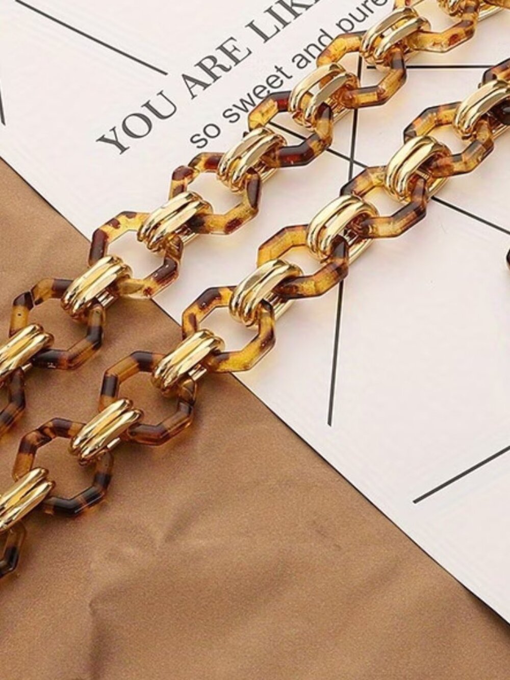 Tortoise Neutral Bag chain replacement, bag extender 15"